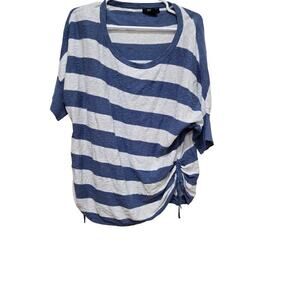 Style & Co Blue White Striped Linen Blend Ruched Top Women’s 3X
